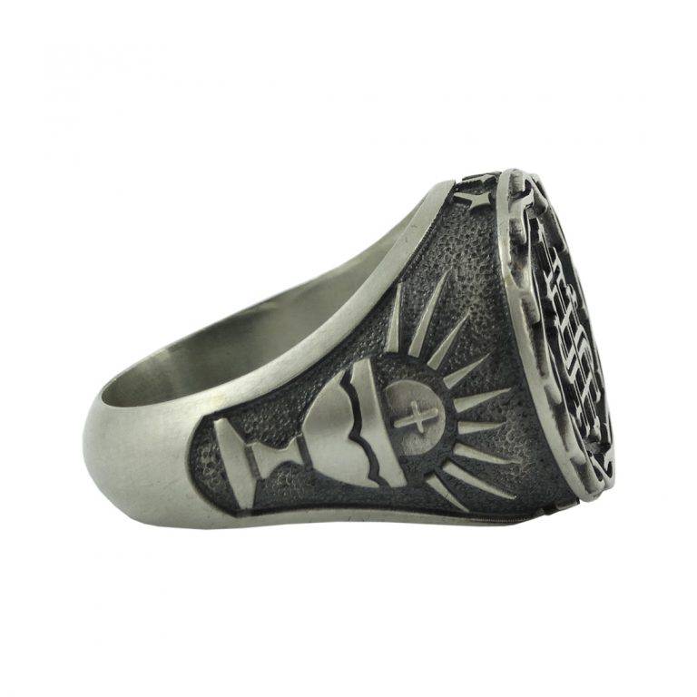 Silver 925 IHS The Holy Name of Jesus Mens Custom Made Religious ring