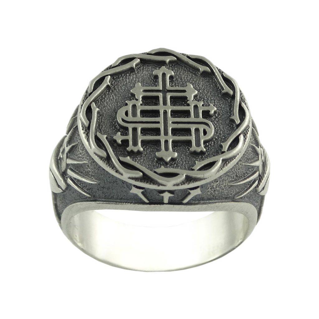 Silver 925 IHS The Holy Name of Jesus Mens Custom Made Religious ring ...