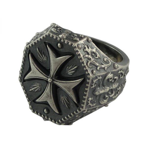 templar ring masonic ring templar cross maltese cross biker ring custom made handcrafted silver ring 9