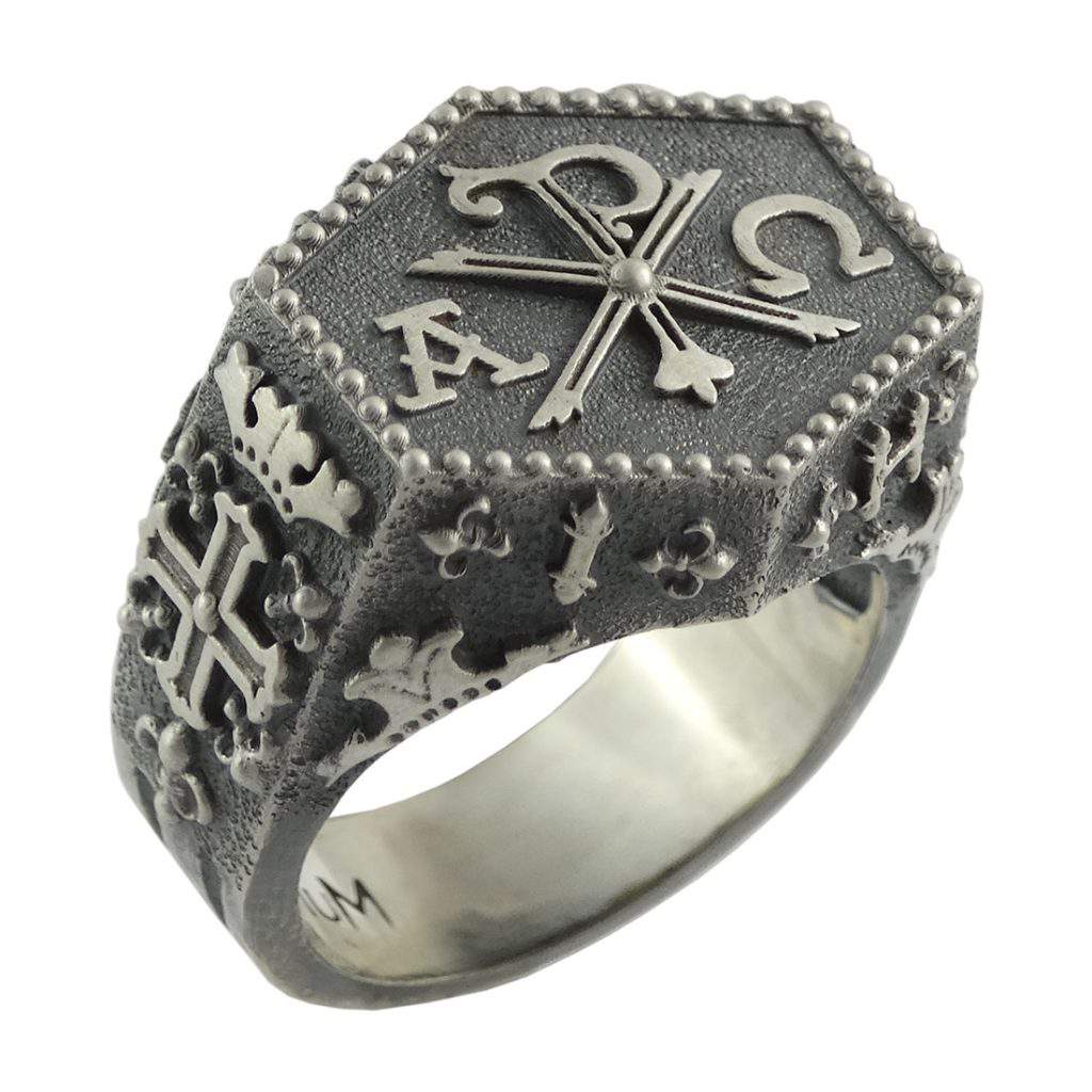 Christian Religious Chi-Rho ring - The Monogram of Christ - Silver and Gold