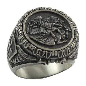 Saint Michael the Archangel Sterling Silver 925 mens Ring Handcrafted ...