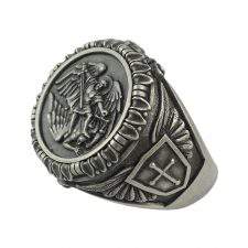 Saint Michael the Archangel Sterling Silver 925 mens Ring Handcrafted ...