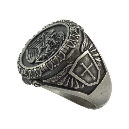 Saint Michael the Archangel Sterling Silver 925 mens Ring Handcrafted ...