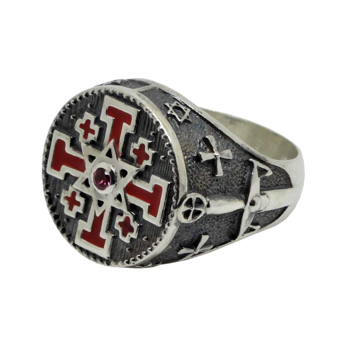 Perfectly crafted Men's Templar Knight Ring Jerusalem Cross Black