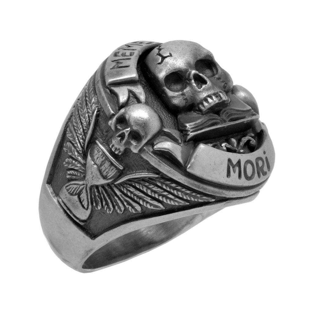 Handmade Sterling Silver 925 Skull Memento Mori Biker Ring | Secretium