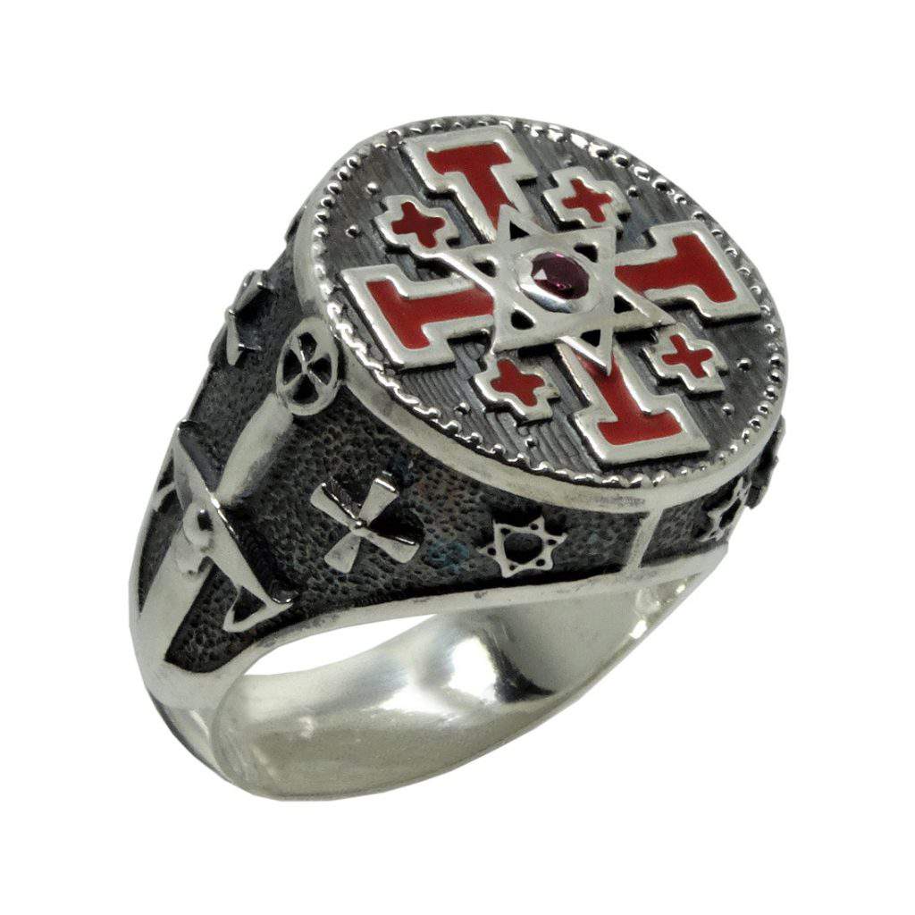 Knight Templar Jerusalem Cross Star of David Sterling Silver 925 Men ...