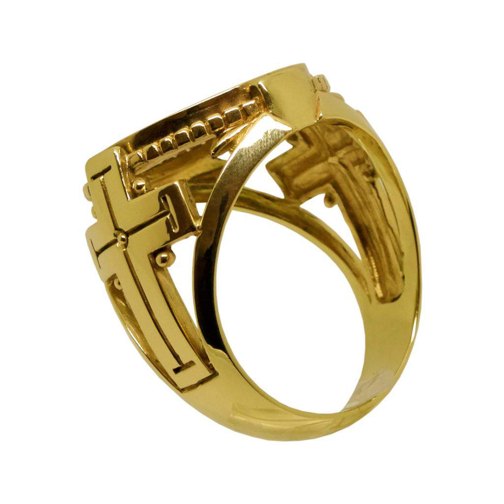 Saint Michael the Archangel Solid Gold 10K mens Ring Handcrafted ...