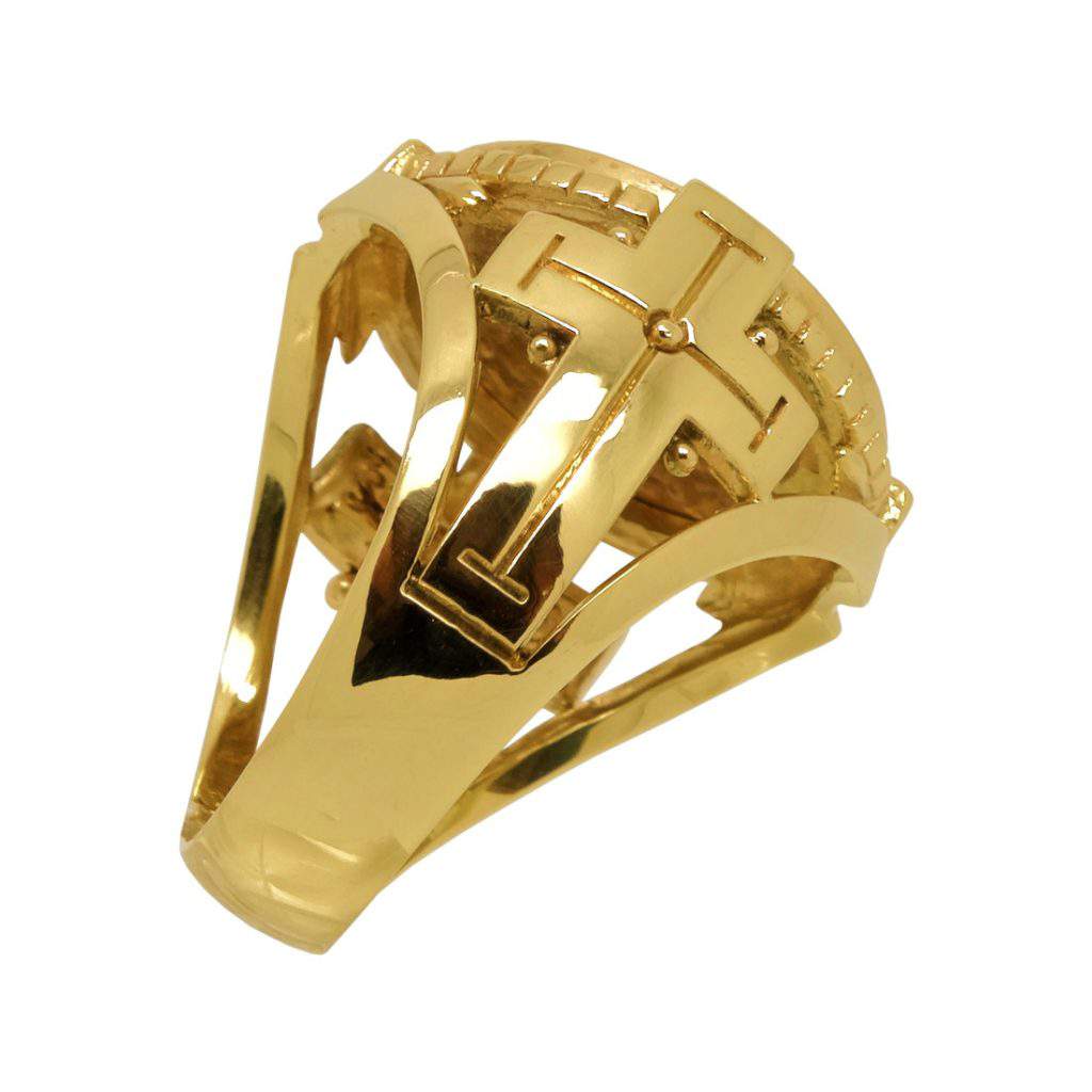 Saint Michael the Archangel Solid Gold 10K mens Ring Handcrafted