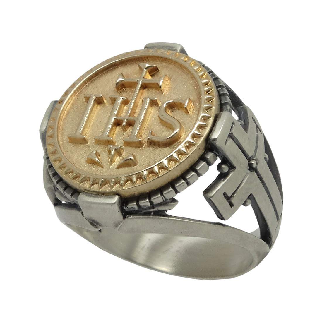 Jesuit Silver Men Ring Society of Jesus S.J IHS The Holy Name of Jesus US Sizes 