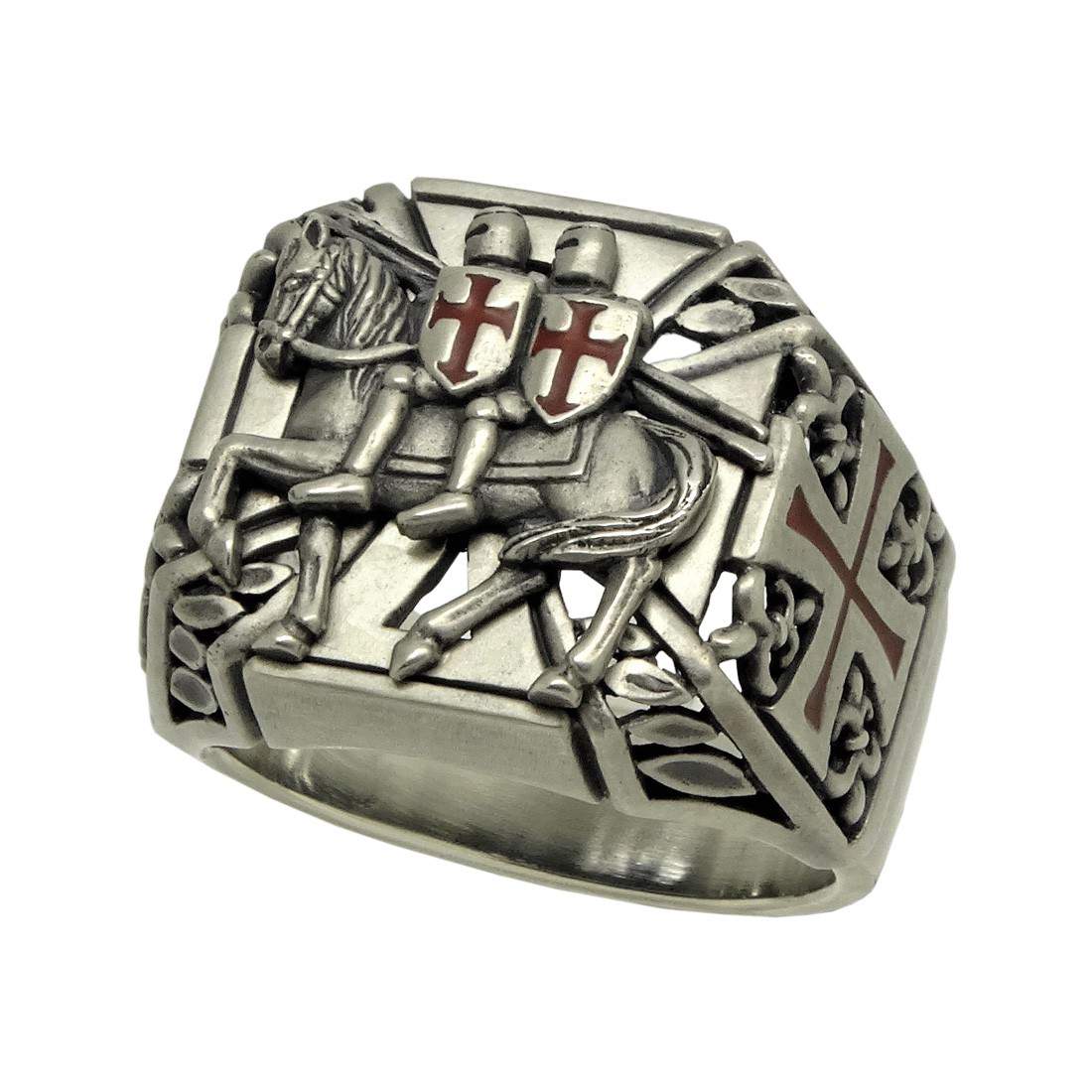 Knights Templar Soldiers of Christ Masonic Ring Cross Stainless Steel 