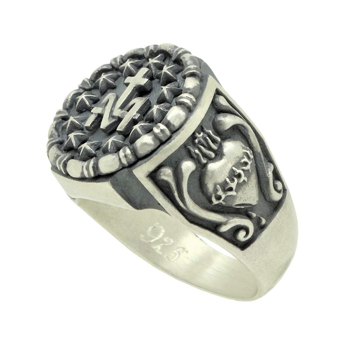 14kt Gold Plated Mens Nugget Ring – Virgin Mary With Clear CZ – Sizes 6-13