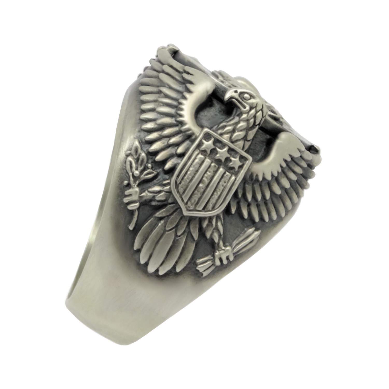 Medical corps US Army American Eagle Caduceus Sterling Silver Biker mens Ring