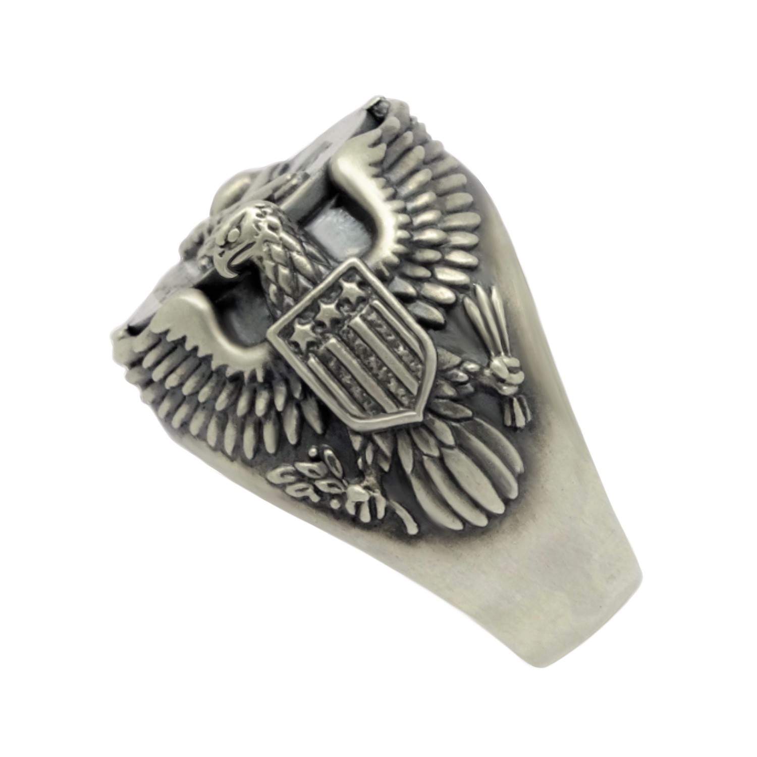 Medical corps US Army American Eagle Caduceus Sterling Silver Biker mens Ring