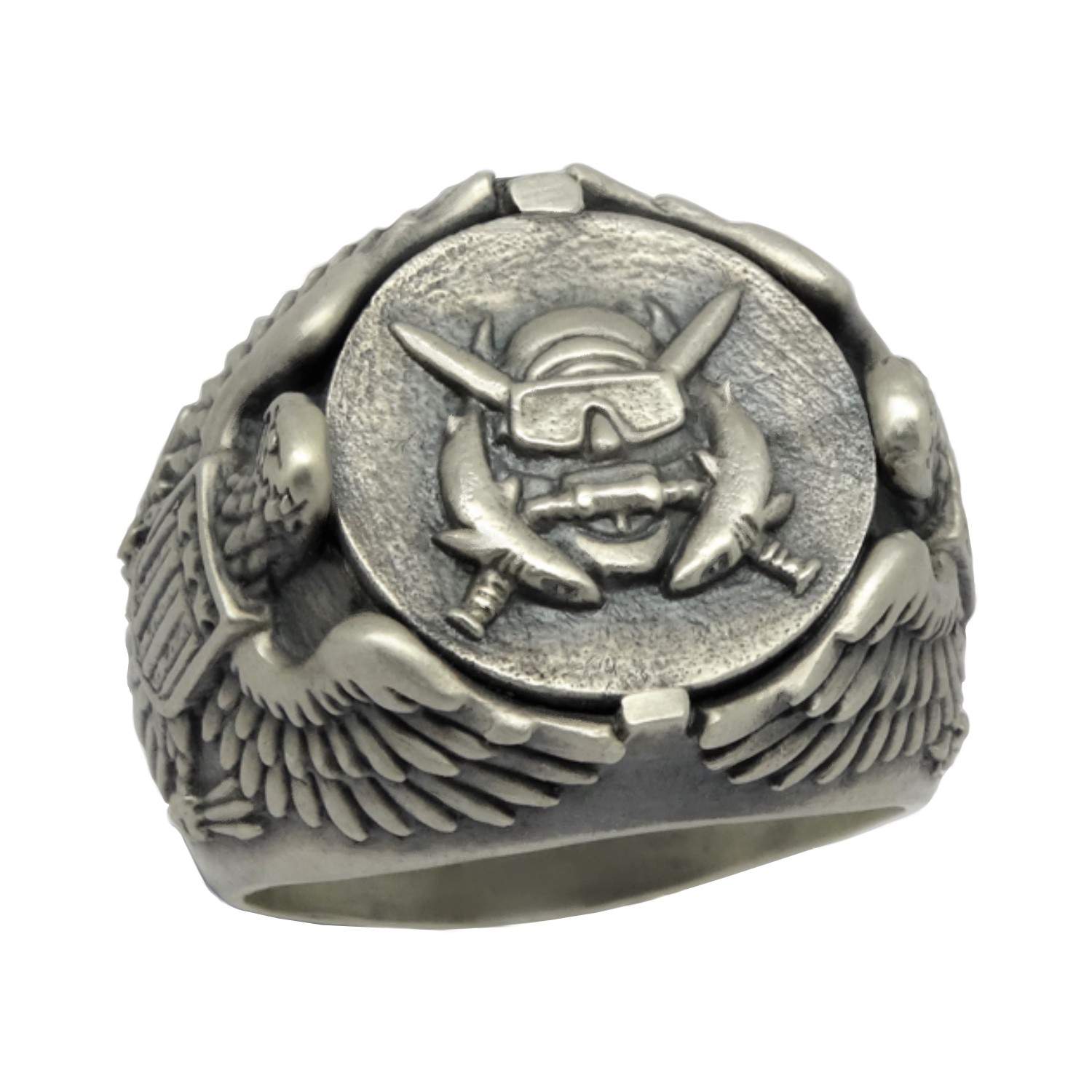 Special Operations Combat Diver U.S Army Sterling Silver Eagle Biker Mens Ring 