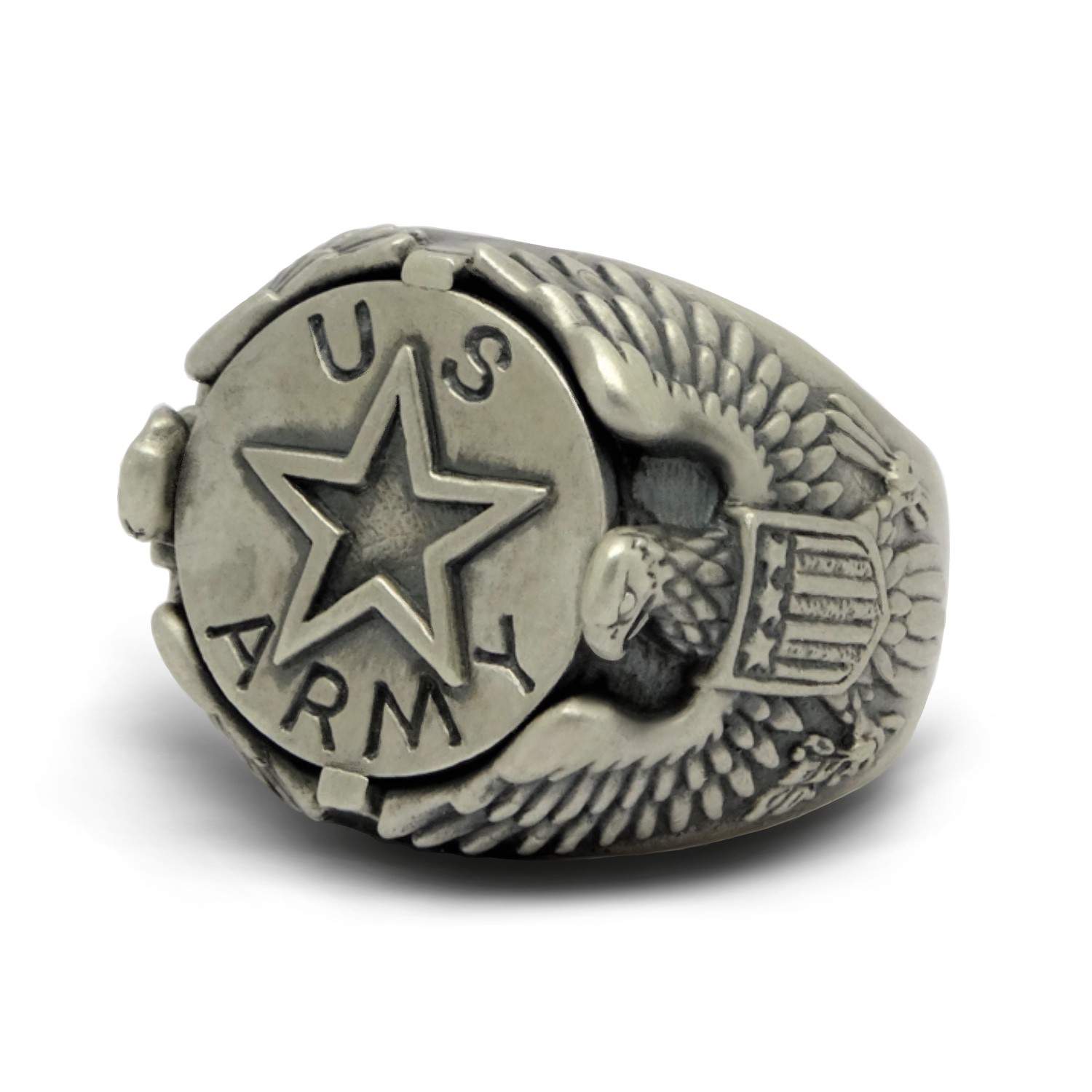 Details about   925 Sterling Silver United States Army Military March Aqua Men's Ring Size 7 