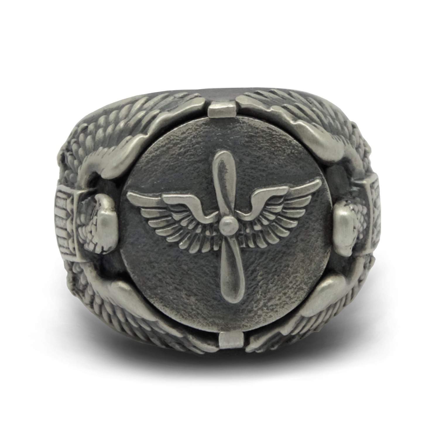 US Army, Air service, Aviator American eagle sterling silver men's ring ...