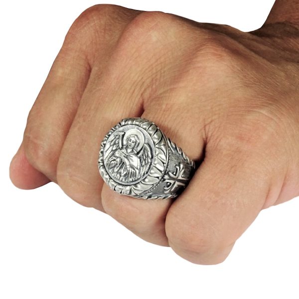 Guardian Angel Protection Pentacle Ring – Solid 925 Sterling Silver Band, Sizes 4-12, Moonlight Mysteries, USA Made