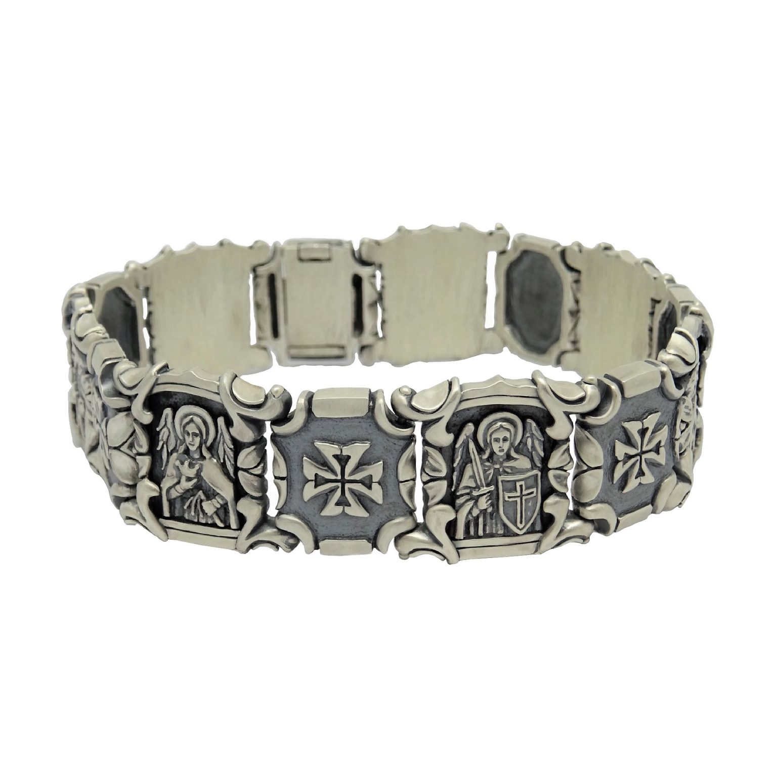Sterling Silver Seven Archangels Saints and Cross bracelet, Guardian