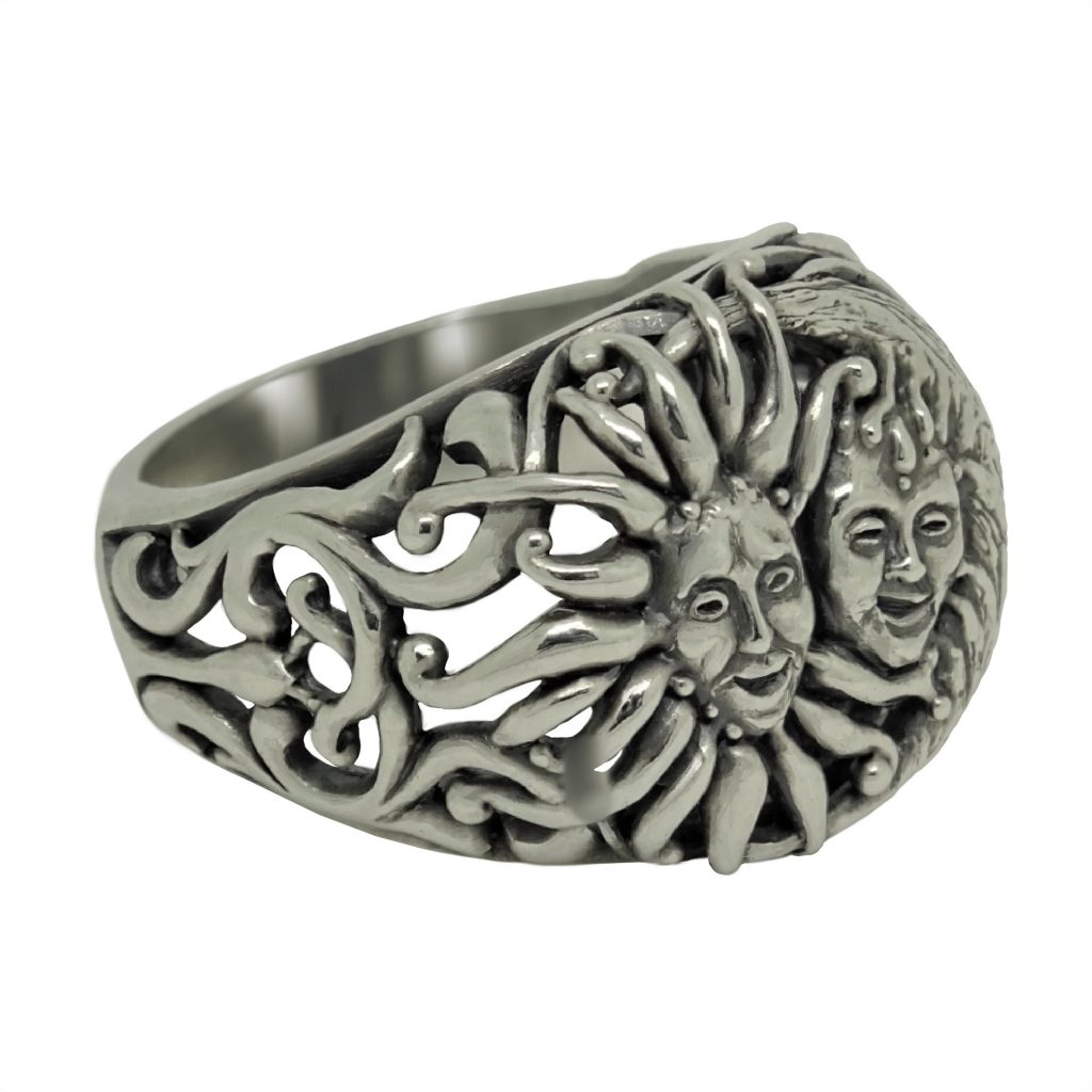 Handcrafted Sterling Silver 925 Sun and Moon Women's Ring | Secretium