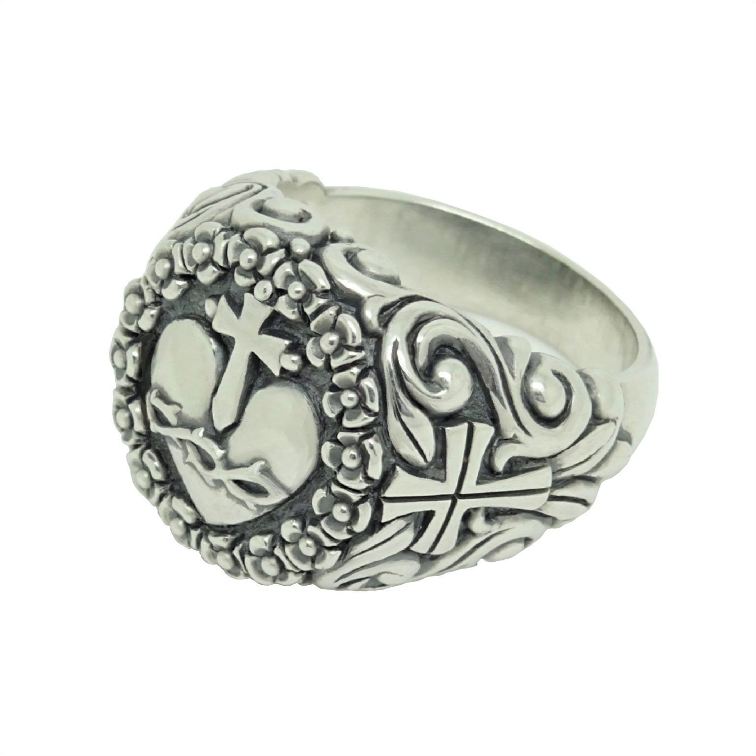 Handmade Women's Sacred Heart of Jesus Ring Signet Religious Sterling ...