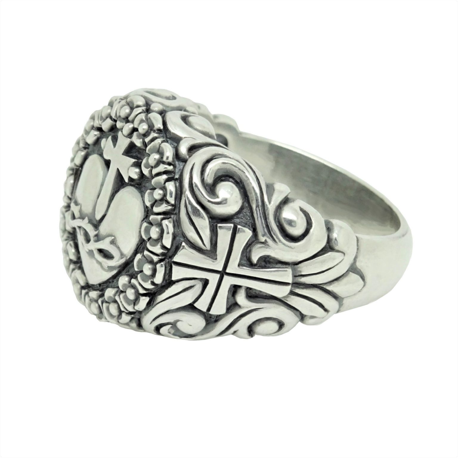 Handmade Women's Sacred Heart of Jesus Ring Religious Sterling