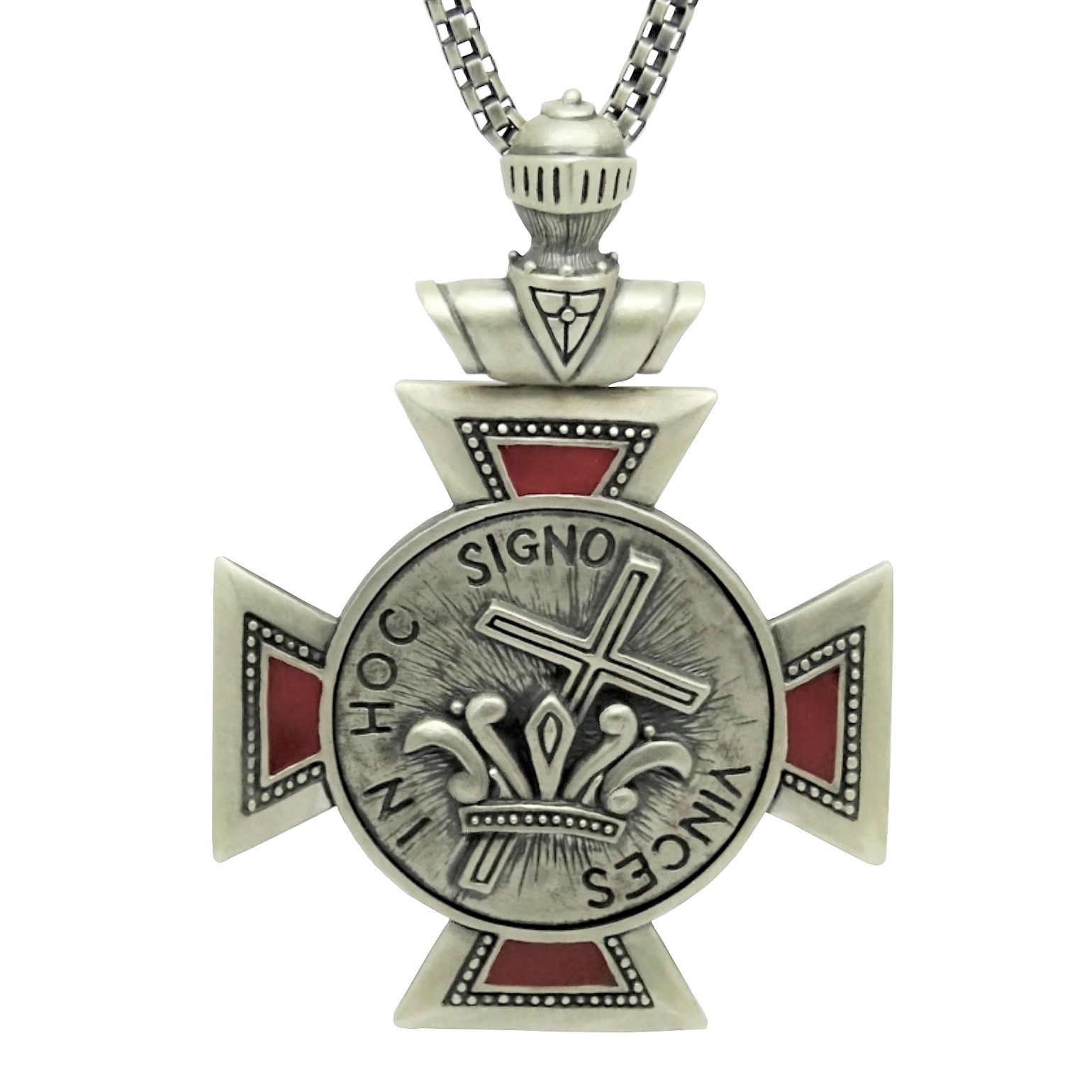STERLING SILVER 925 CUSTOM MADE KNIGHT TEMPLAR PENDANT HANDCRAFTED "CROSS AND CROWN" PENDANT