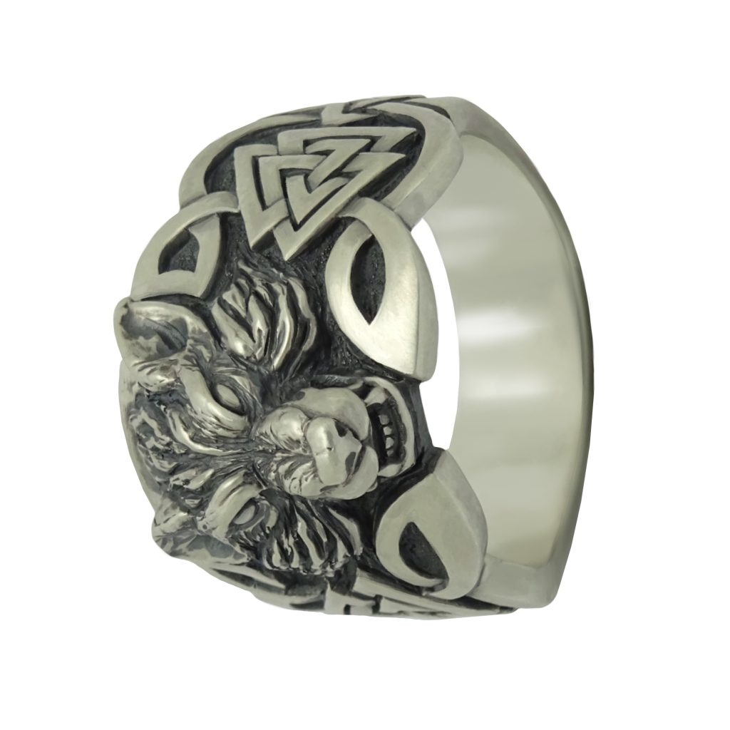 Wolf Paw Print Viking Celtic Silver Ring – Nordic Mythology, Men’s Biker Style