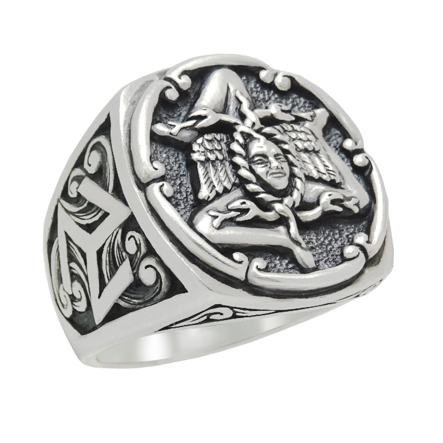 Men's 925 Sterling Silver Onyx and Black Spinel Ring