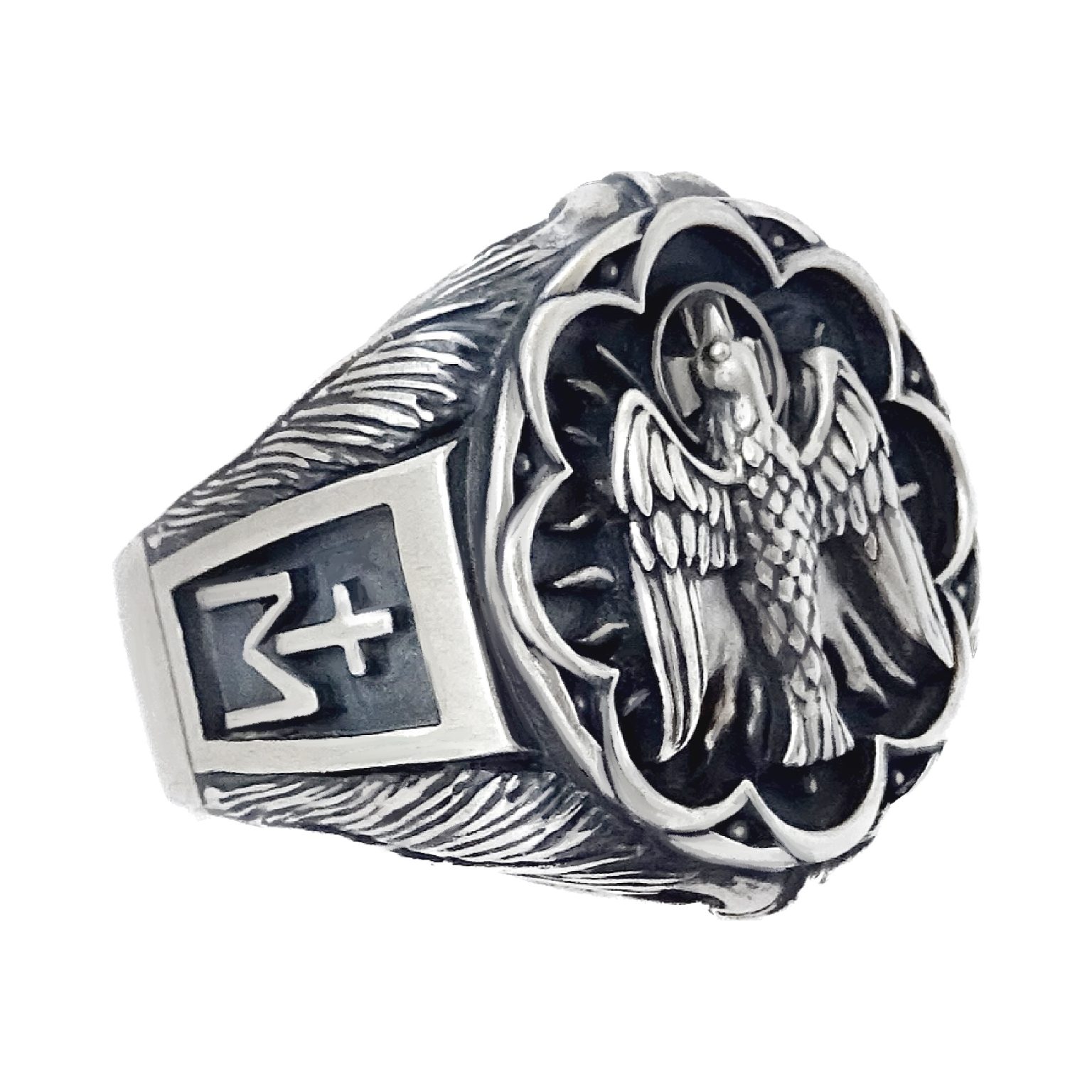 Biker Virgin Mary Sacred Cross Holy Spirit Dove Sterling Silver 925 Men ...